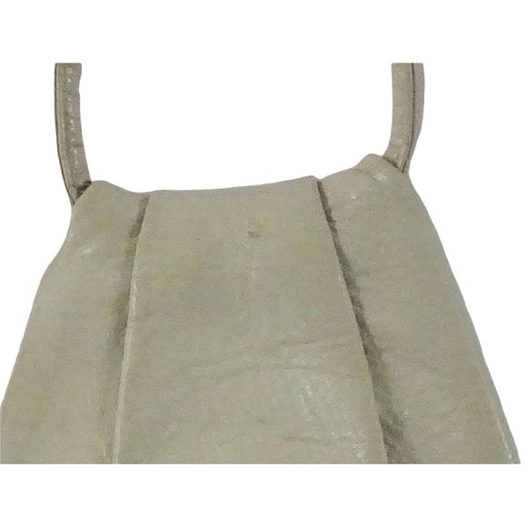 Vintage Leather Bag, Off White Purse, Side Entry, Metal Zipper, Leather - Picture 6 of 6